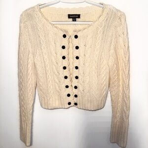 Vintage-Inspired Cream-Colored/White Cardigan from Bebe
